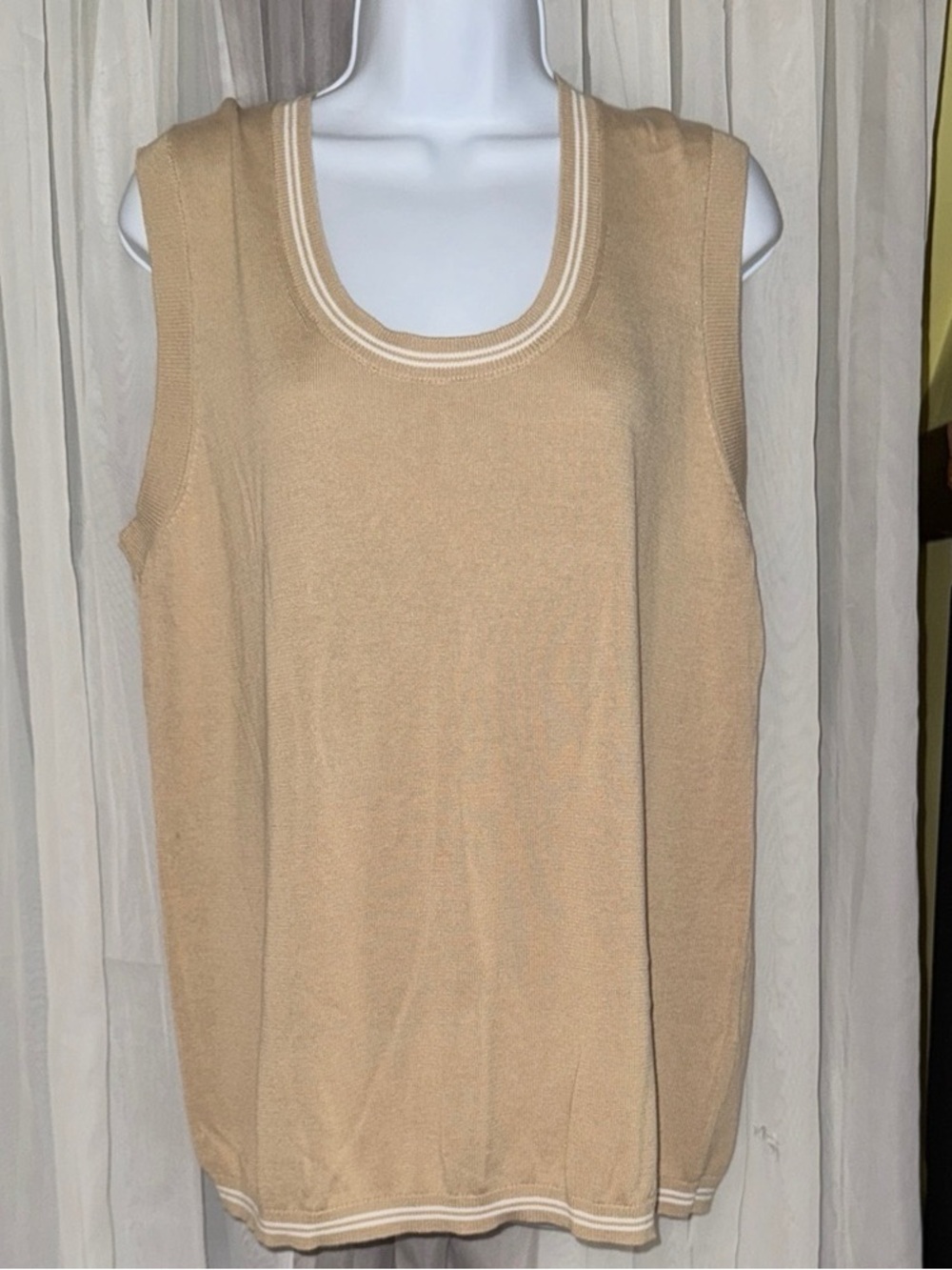 Sleeveless Knit Tank Top in Beige - Classic Women's Summer Layer